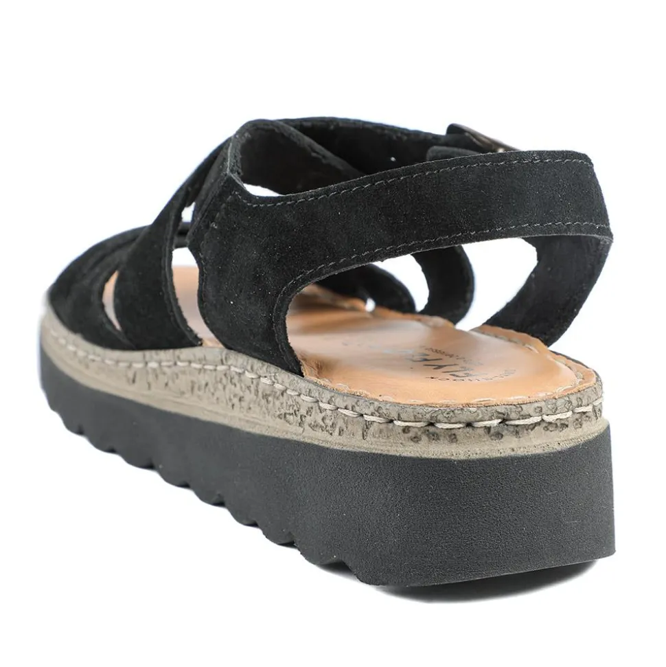 Fly Flot Platform Heel Buckled Sandals - Black