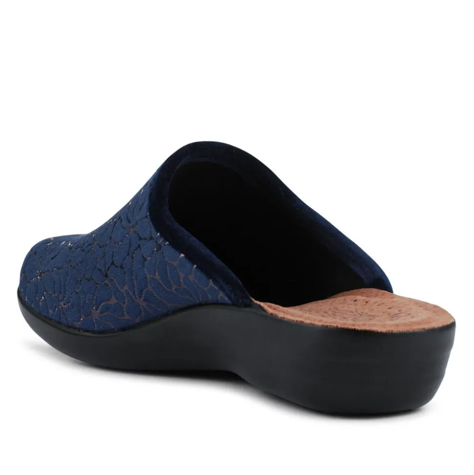 Fly Flot Self Moulding Velour Mules - Navy