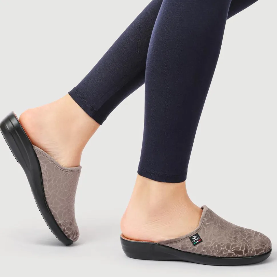 Fly Flot Self Moulding Velour Mules - Taupe