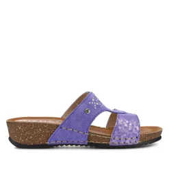 Fly Flot Shock Absorbing Leather Wedge Mules - Purple