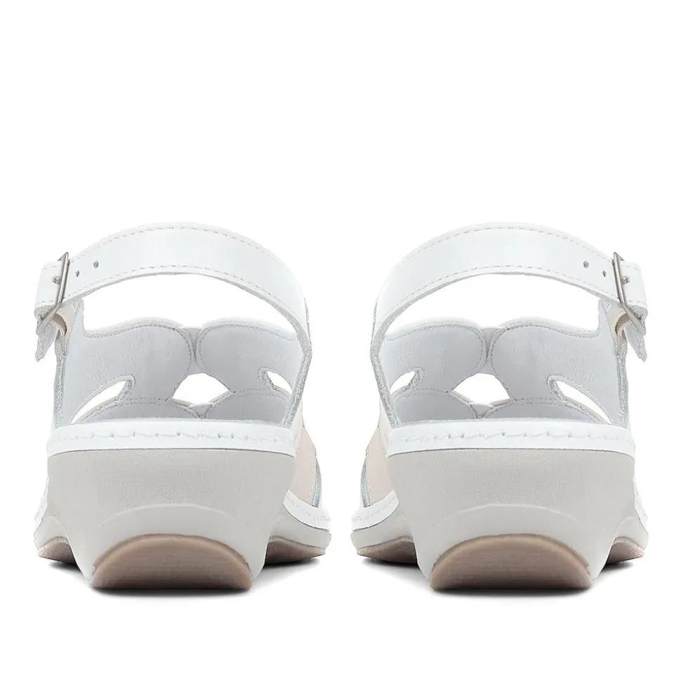 Fly Flot Slingback Strappy Sandals - White-Beige