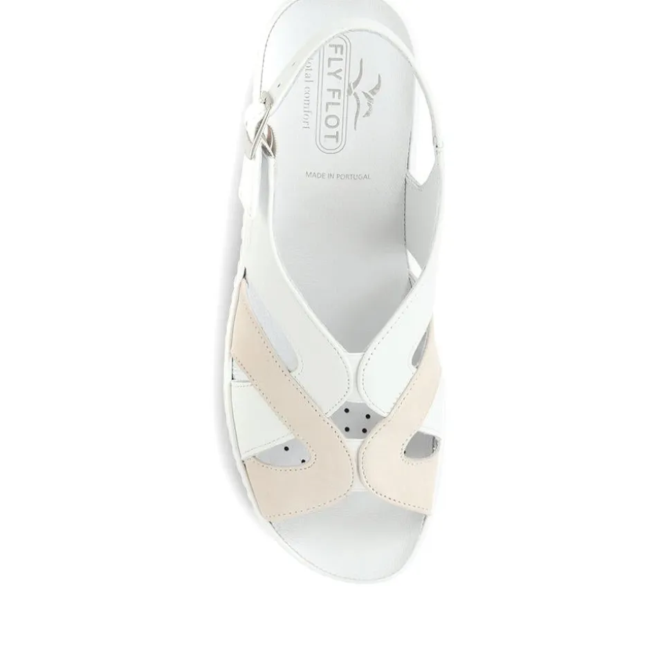 Fly Flot Slingback Strappy Sandals - White-Beige