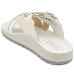 Fly Flot Strappy Dual Buckle Slip On Sandals - Ivory