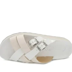 Fly Flot Strappy Dual Buckle Slip On Sandals - Ivory