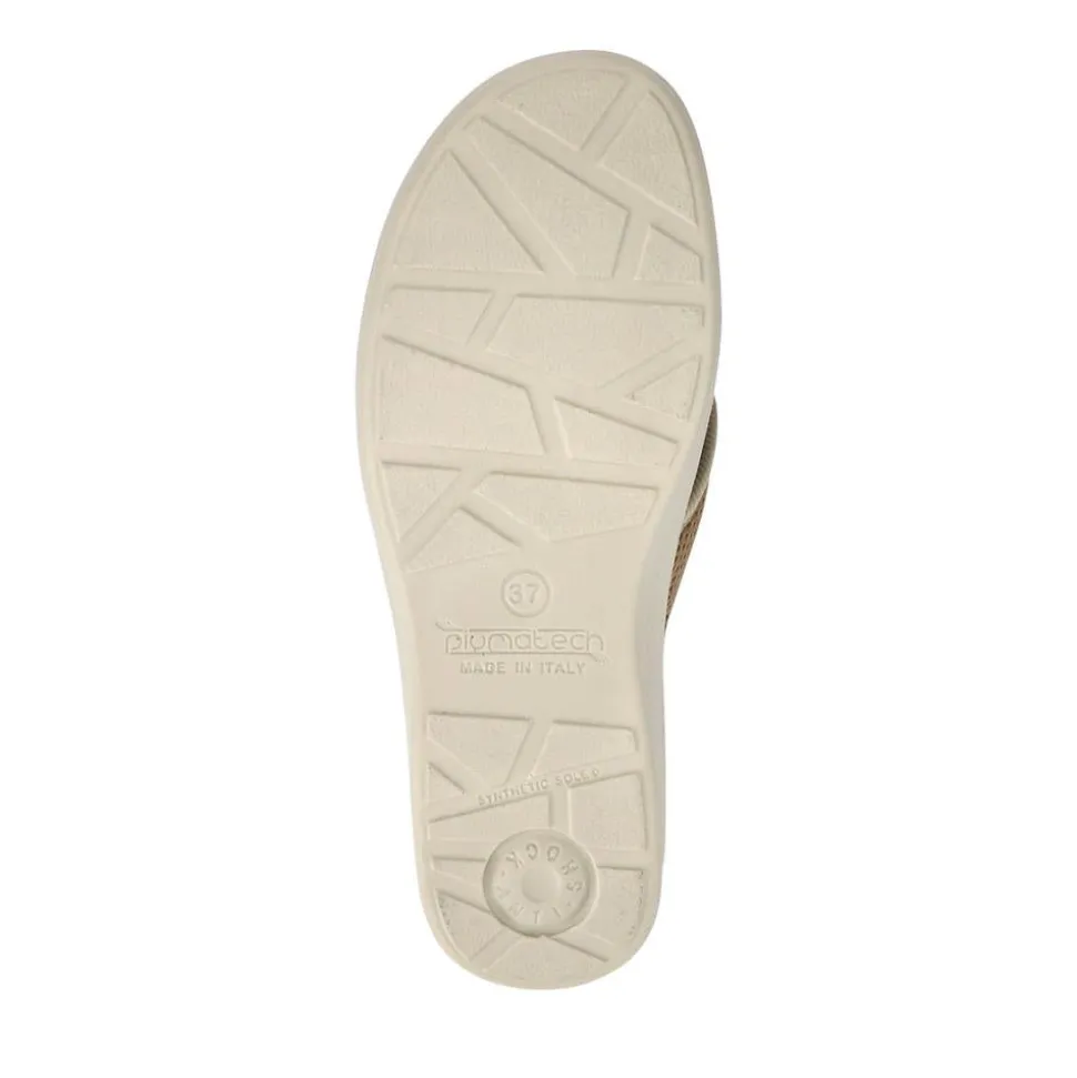 Fly Flot Strappy Leather Self-Moulding Mules - Beige