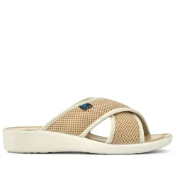 Fly Flot Strappy Leather Self-Moulding Mules - Beige
