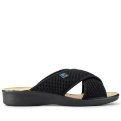 Fly Flot Strappy Leather Self-Moulding Mules - Black