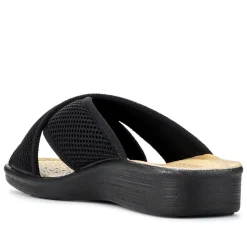 Fly Flot Strappy Leather Self-Moulding Mules - Black