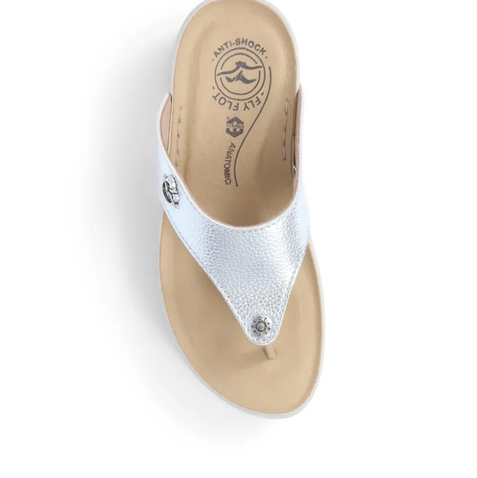 Fly Flot Toe Post Platform Sandals - Silver