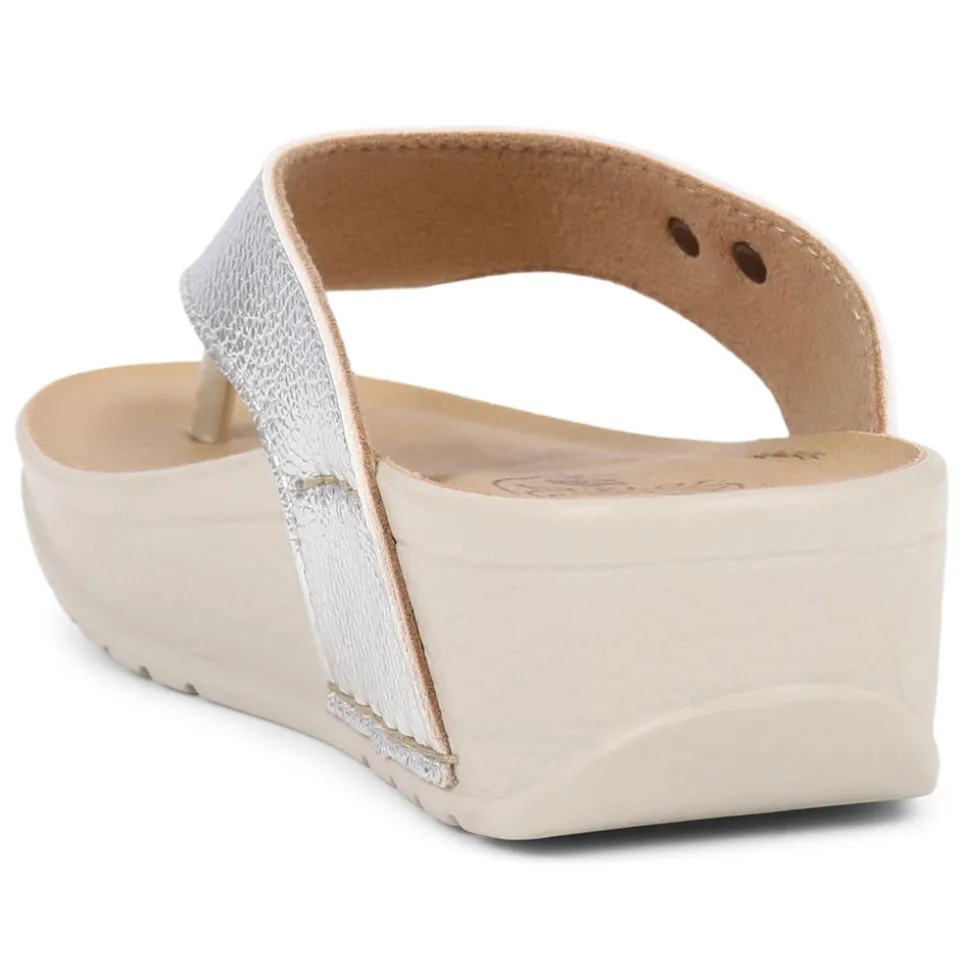 Fly Flot Toe Post Platform Sandals - Silver