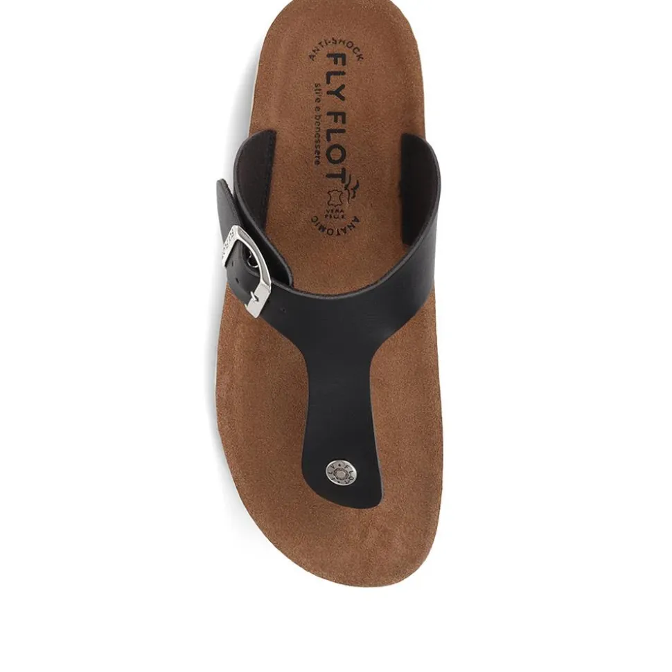 Fly Flot Toe Post Sandals - Black