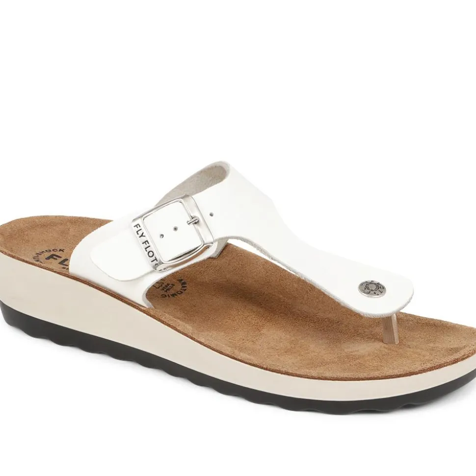 Fly Flot Toe Post Sandals - White