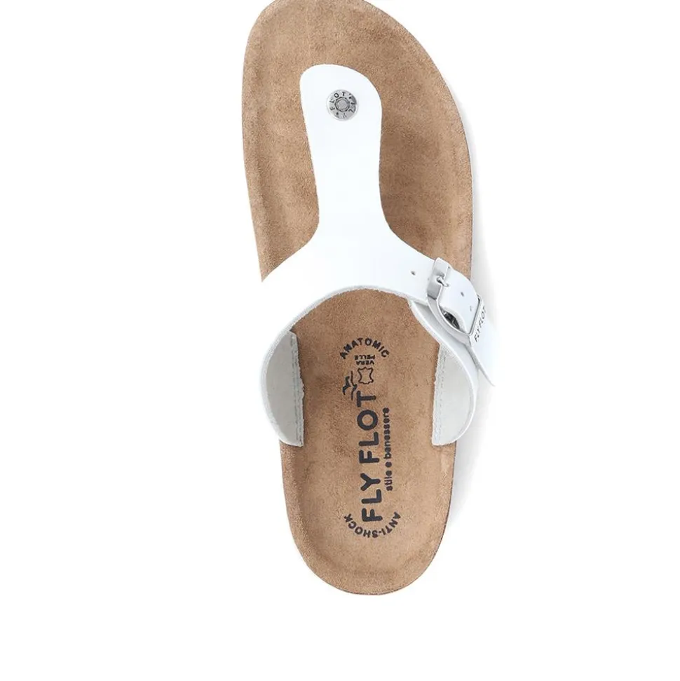 Fly Flot Toe Post Sandals - White
