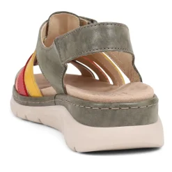 Fly Flot Touch Fasten Leather Sandals - Green-Multi
