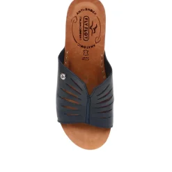 Fly Flot Wedge Heeled Mule Sandals - Navy