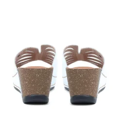 Fly Flot Wedge Heeled Mule Sandals - White