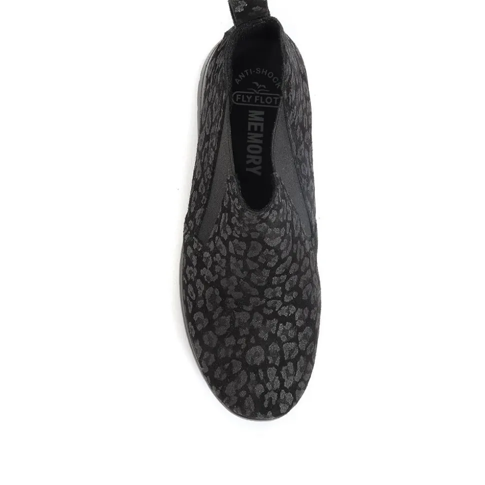 Fly Flot Wide Fit Leopard Print Chelsea Boots - Black Multi