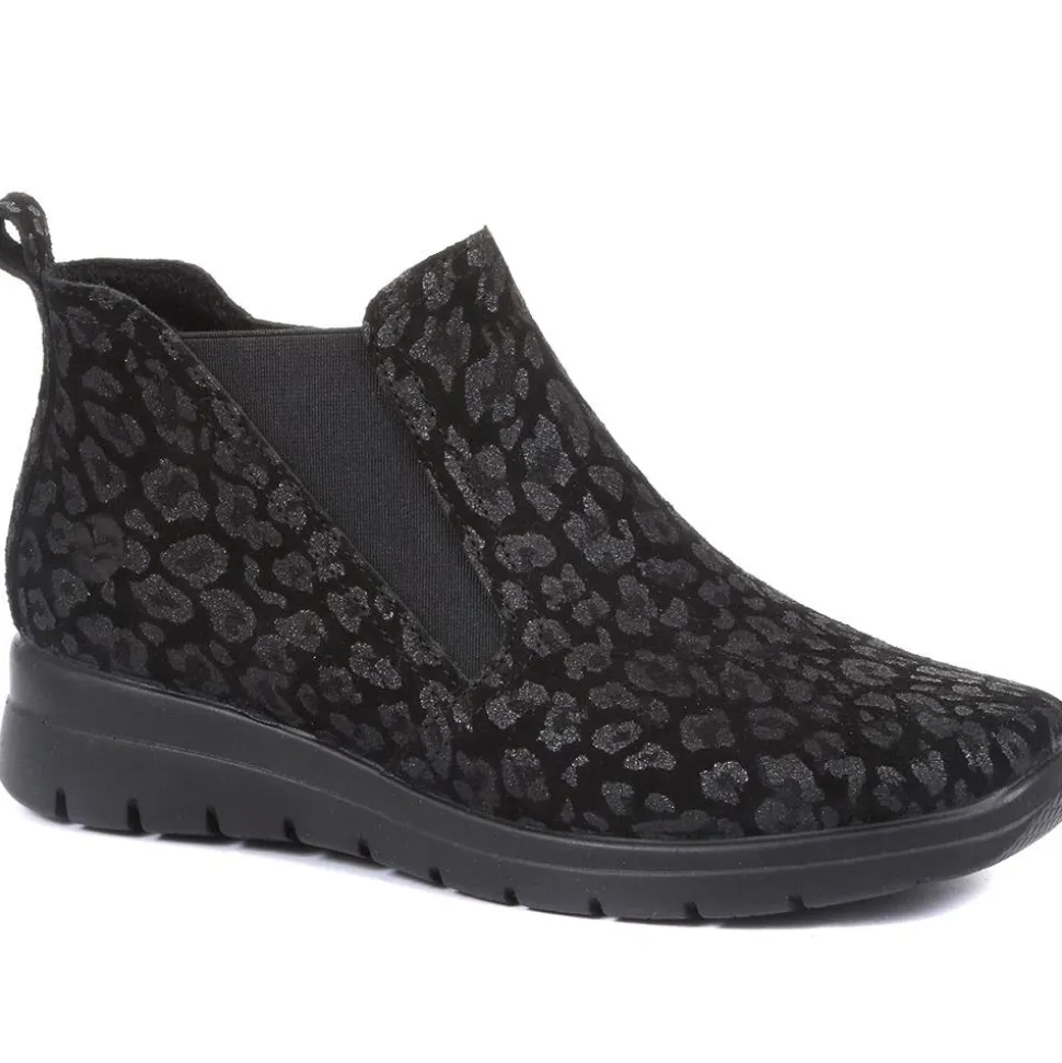 Fly Flot Wide Fit Leopard Print Chelsea Boots - Black Multi