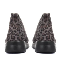 Fly Flot Wide Fit Leopard Print Chelsea Boots - Grey Leopard