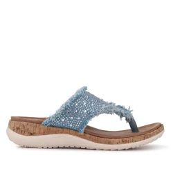 Frayed Design Toe Post Sandals - Light Blue