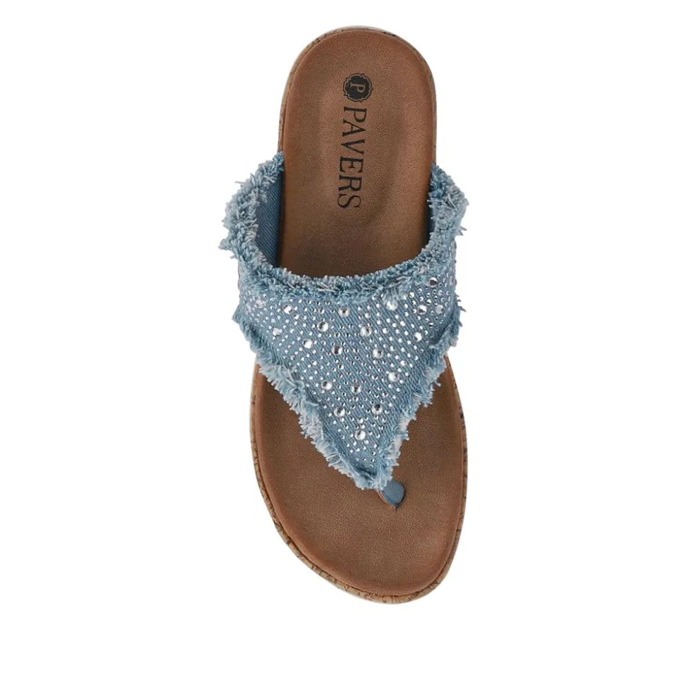 Frayed Design Toe Post Sandals - Light Blue