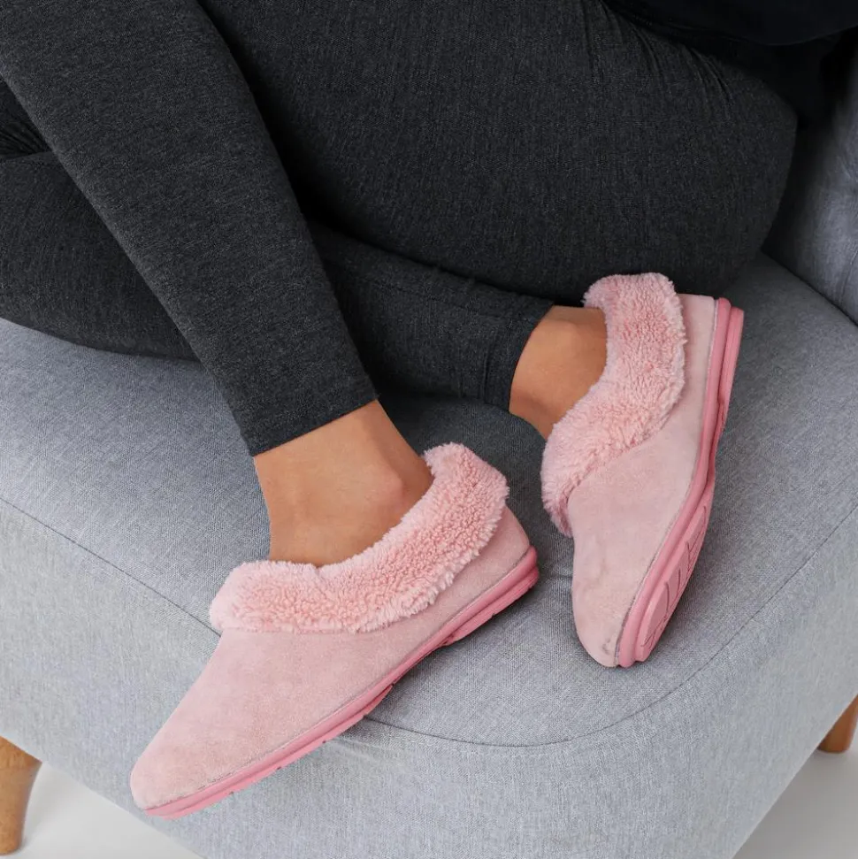 Frostie Suede Leather Full Slippers - Blush
