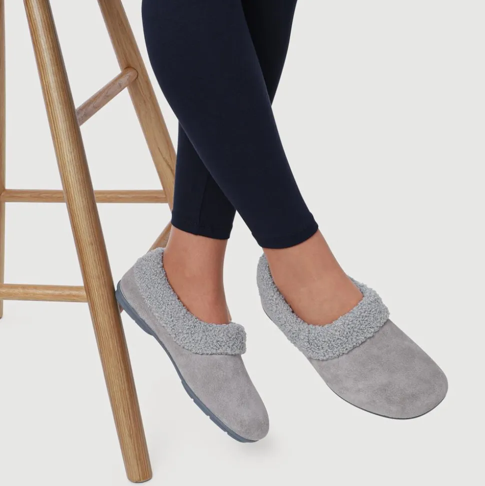 Frostie Suede Leather Full Slippers - Grey