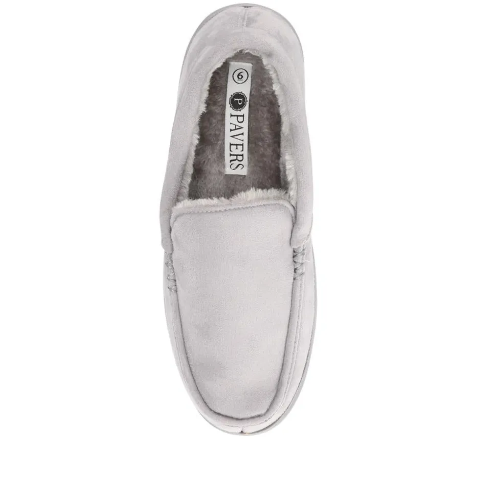 Fur-Lined Slippers - Grey