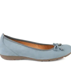 Gabor All Leather Pumps With Bow Detail - Denim