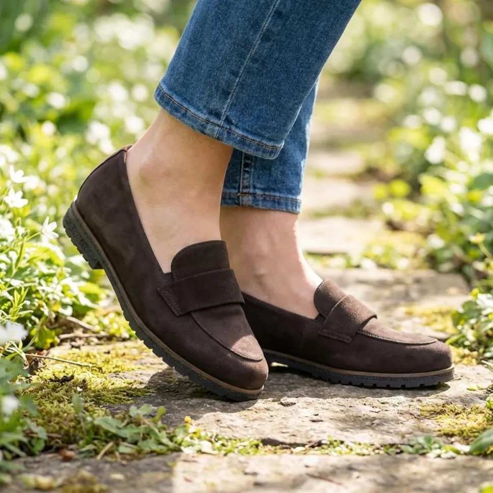 Gabor Ego Elder Leather Loafers - Brown