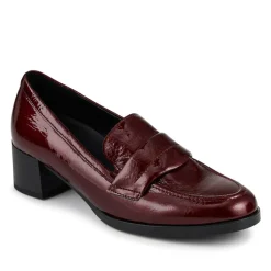 Gabor Fame Wide Fit Leather Penny Loafers - Burgundy Patent