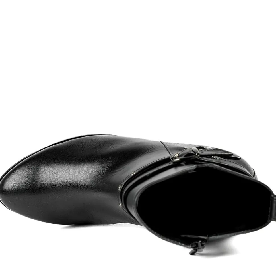 Gabor Leather Block Heel Smart Ankle Boots - Black