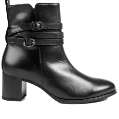 Gabor Leather Block Heel Smart Ankle Boots - Black