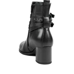 Gabor Leather Block Heel Smart Ankle Boots - Black
