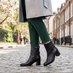 Gabor Leather Block Heel Smart Ankle Boots - Black