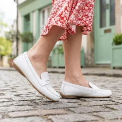 Gabor Leather Penny Loafers - White