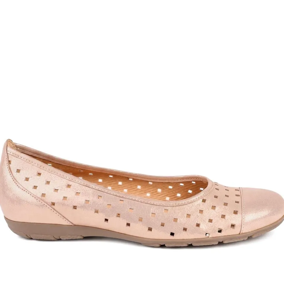 Gabor Leather Perforated Style Pumps - Rose Gold