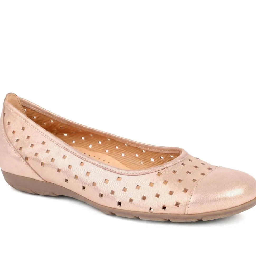 Gabor Leather Perforated Style Pumps - Rose Gold
