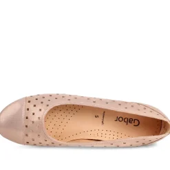 Gabor Leather Perforated Style Pumps - Rose Gold