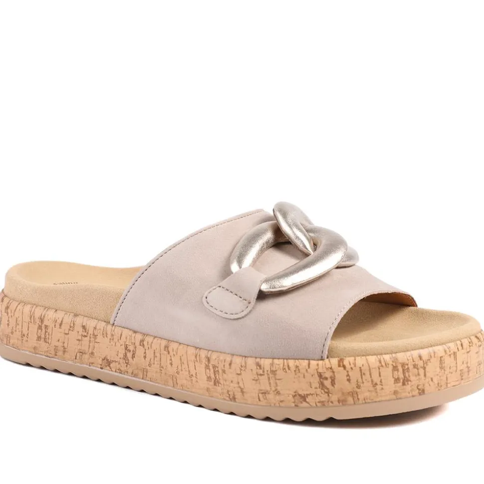 Gabor Leather Platform Sandals - Natural