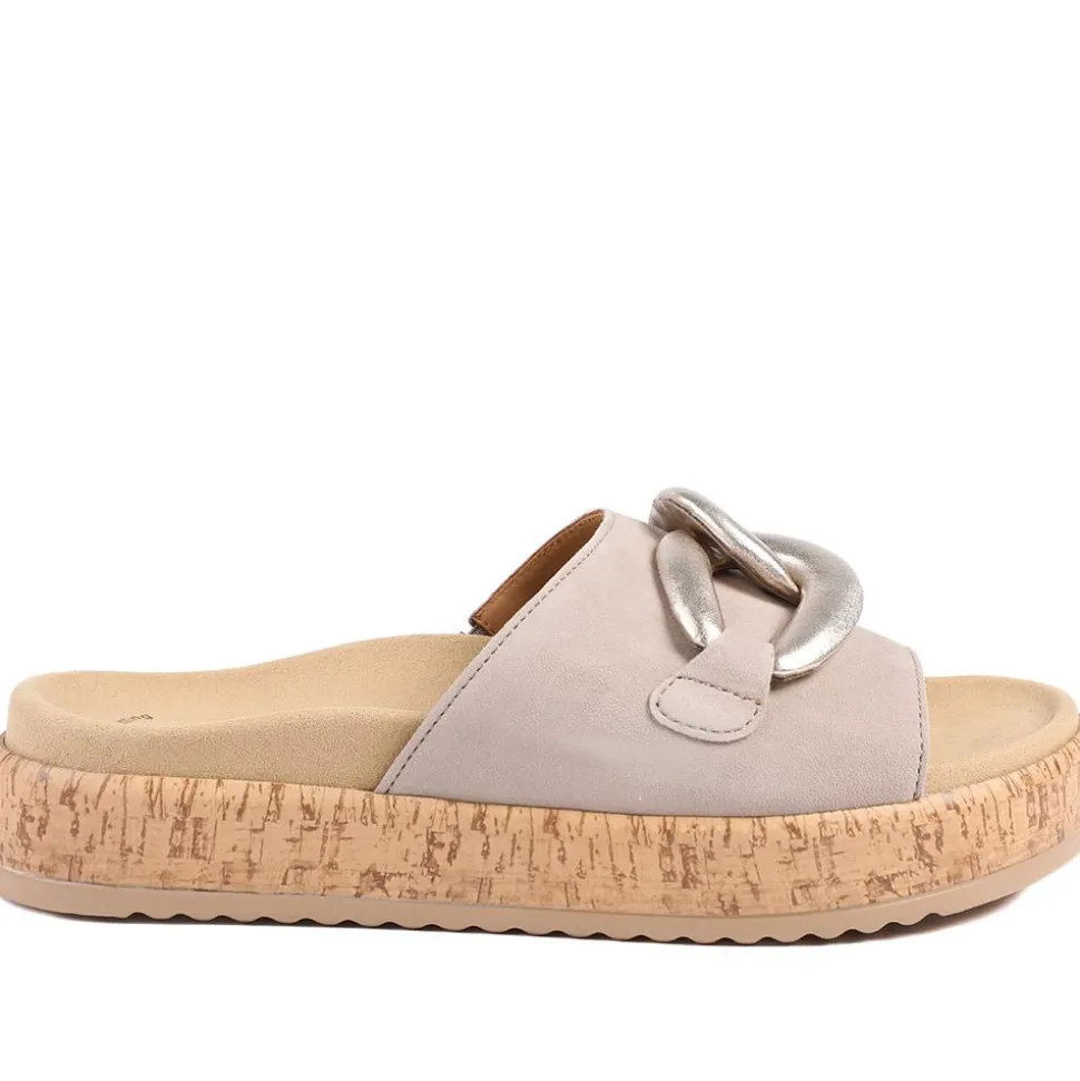 Gabor Leather Platform Sandals - Natural