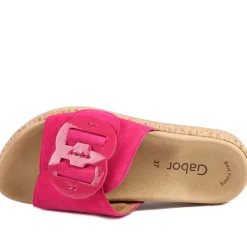 Gabor Leather Slip On Mule Sandals - Fuschia