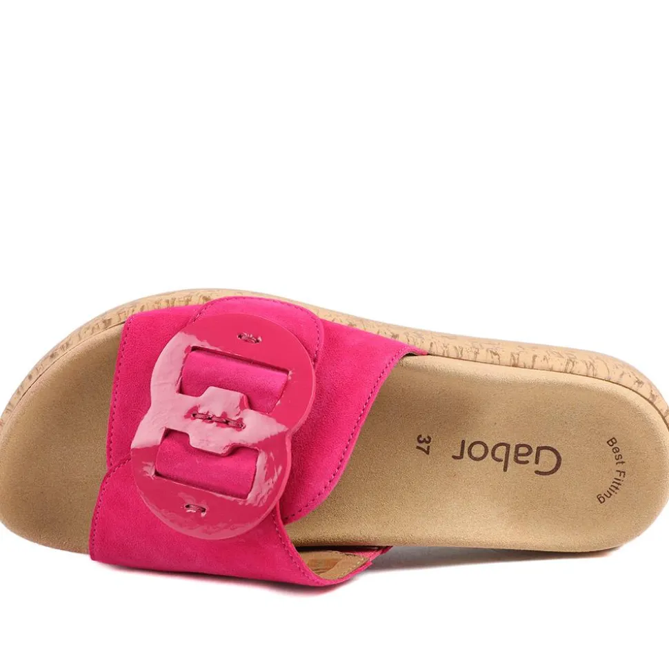 Gabor Leather Slip On Mule Sandals - Fuschia