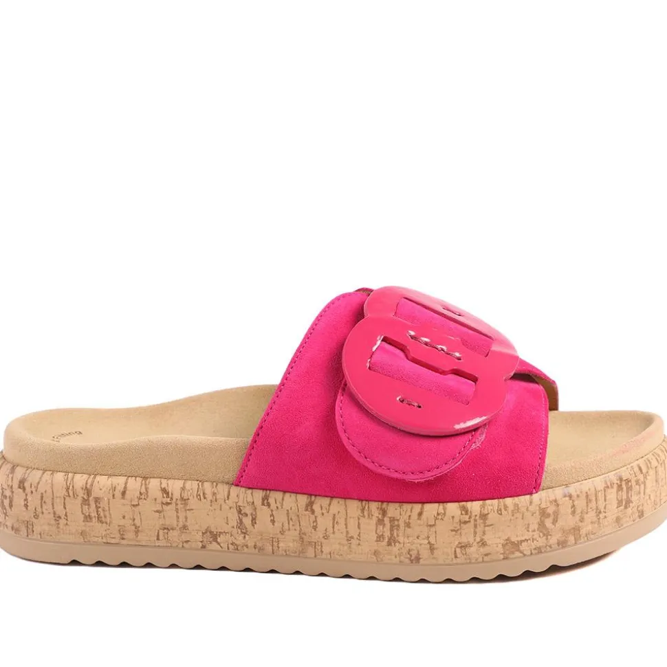 Gabor Leather Slip On Mule Sandals - Fuschia