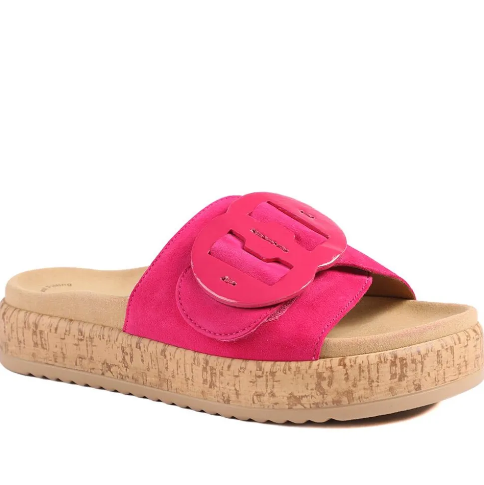 Gabor Leather Slip On Mule Sandals - Fuschia