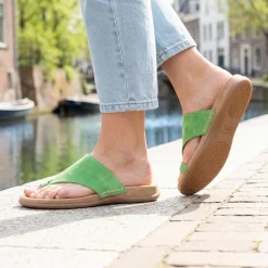 Gabor Leather Toe Post Sandals - Green