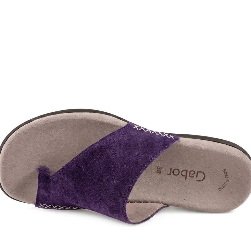 Gabor Leather Toe Post Sandals - Purple