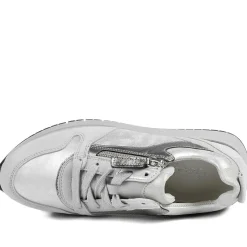 Gabor Leather Zip & Lace Trainers - Light Grey