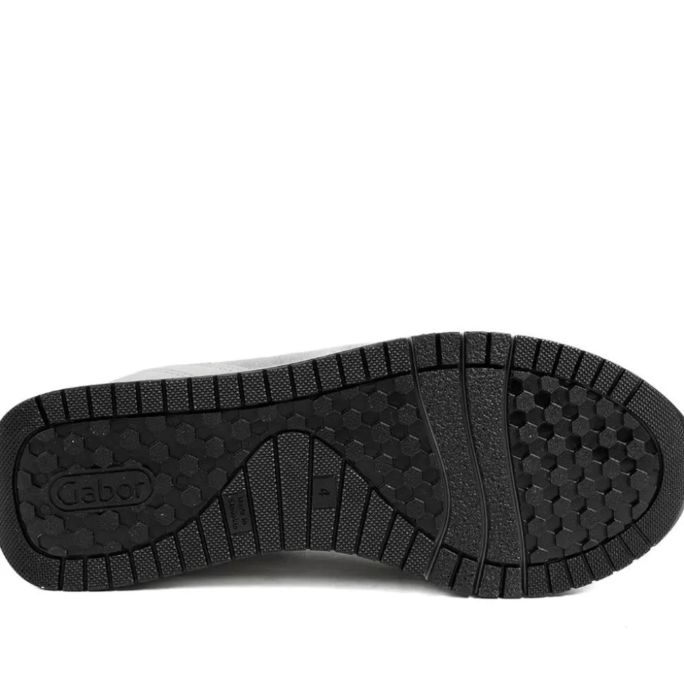 Gabor Leather Zip & Lace Trainers - Light Grey