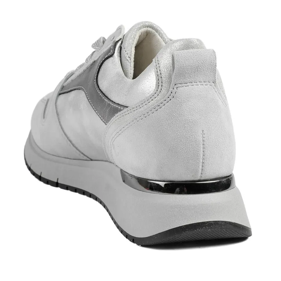 Gabor Leather Zip & Lace Trainers - Light Grey